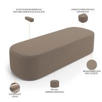 Cabeceira Cama Box King 195cm Lanna Com Puff Recamier Doha W01 Bouclê Bege - Lyam Decor - 5