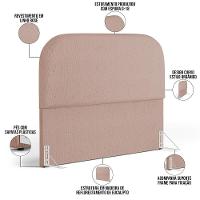 Cabeceira Cama Box Queen 160cm Lanna Com Puff Recamier Doha W01 Linho Rosê - Lyam Decor - 10