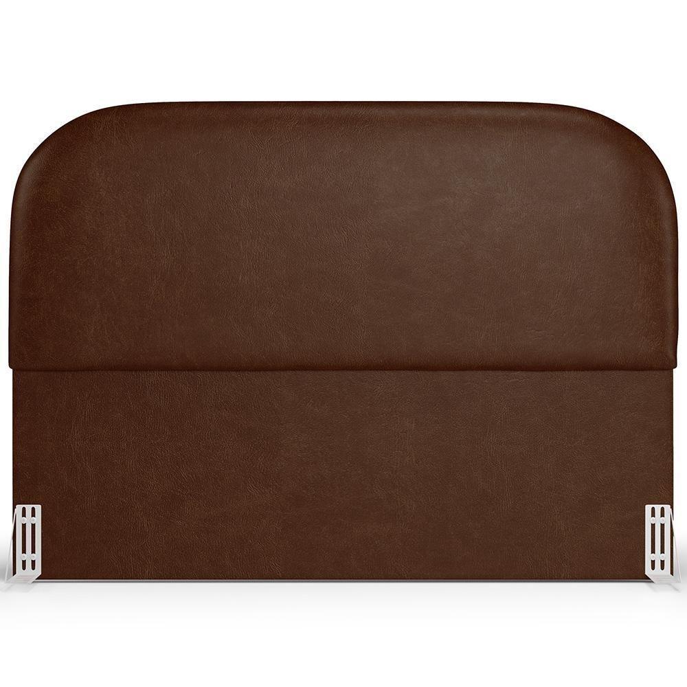 Cabeceira Cama Box Casal 140cm Lanna Com Puff Recamier Doha W01 Couríssimo Marrom - Lyam Decor - 6