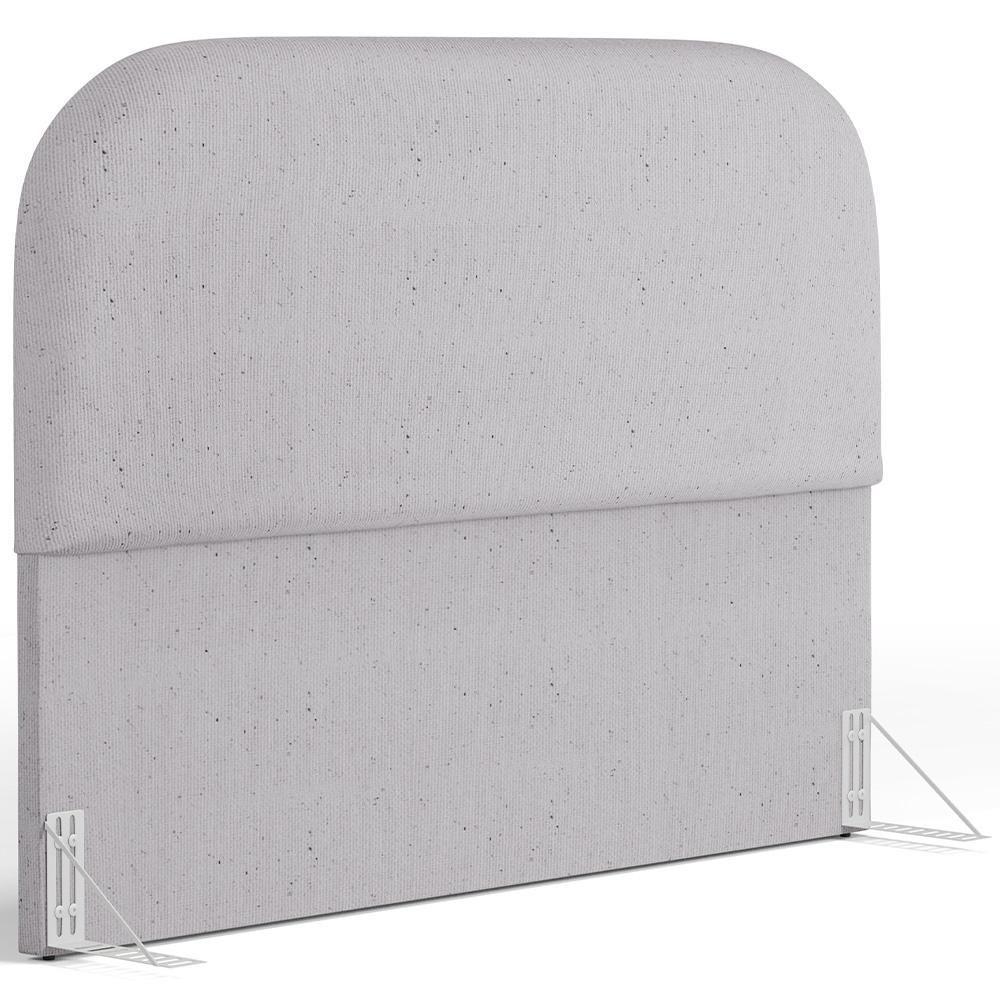 Cabeceira Cama Box Casal 140cm Lanna Com Puff Recamier Doha W01 Linho Cinza - Lyam Decor - 2