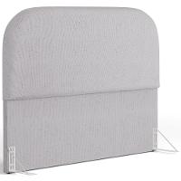 Cabeceira Cama Box Casal 140cm Lanna Com Puff Recamier Doha W01 Linho Cinza - Lyam Decor - 2