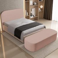 Cabeceira Cama Box King 195cm Lanna Com Puff Recamier Doha W01 Linho Rosê - Lyam Decor - 9