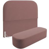 Cabeceira Cama Box King 195cm Lanna Com Puff Recamier Doha W01 Suede Rosê - Lyam Decor - 1