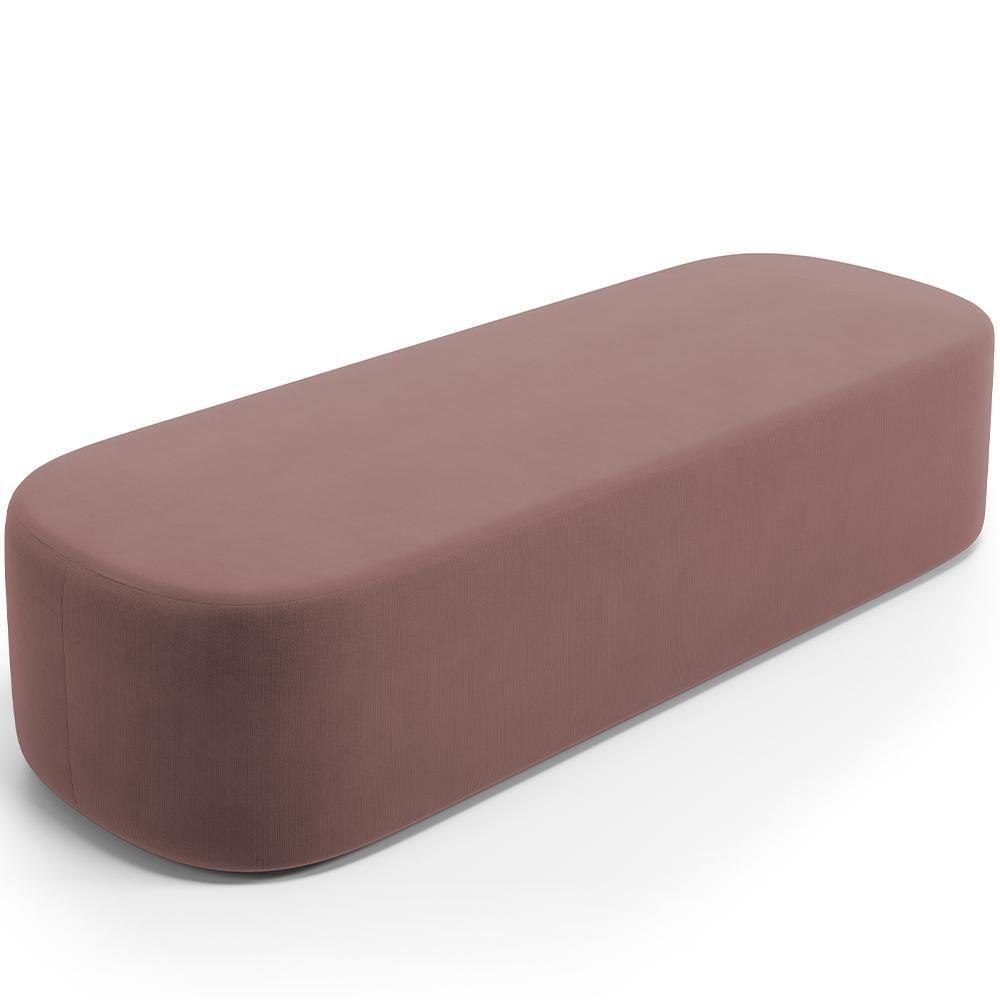 Cabeceira Cama Box Queen 160cm Lanna Com Puff Recamier Doha W01 Suede Rosê - Lyam Decor - 6