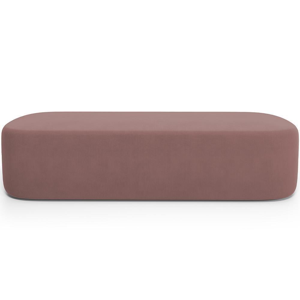 Cabeceira Cama Box Queen 160cm Lanna Com Puff Recamier Doha W01 Suede Rosê - Lyam Decor - 7