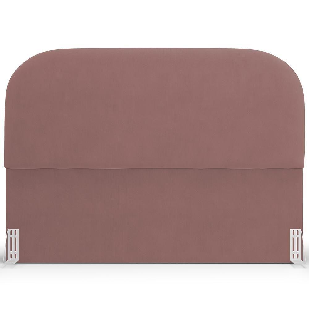 Cabeceira Cama Box Queen 160cm Lanna Com Puff Recamier Doha W01 Suede Rosê - Lyam Decor - 8