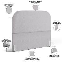 Cabeceira Cama Box King 195cm Lanna Com Puff Recamier Doha W01 Linho Cinza - Lyam Decor - 10