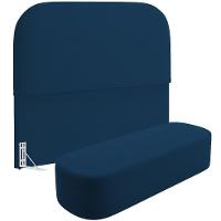 Cabeceira Cama Box Queen 160cm Lanna Com Puff Recamier Doha W01 Suede Azul Marinho - Lyam Decor - 1