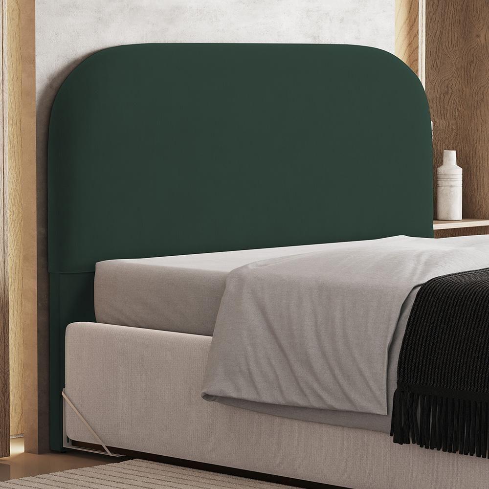Cabeceira Cama Box Casal 140cm Orgânica Lanna W01 Suede Verde Musgo - Lyam Decor - 6