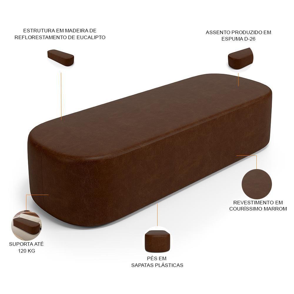 Cabeceira Cama Box Queen 160cm Lanna Com Puff Recamier Doha W01 Couríssimo Marrom - Lyam Decor - 8