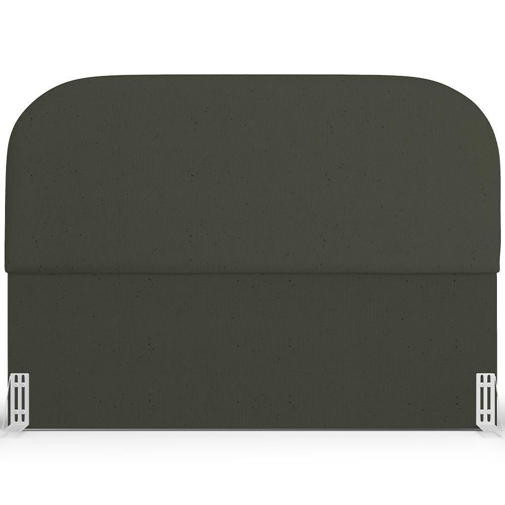 Cabeceira Cama Box Casal 140cm Lanna Com Puff Recamier Doha W01 Linho Verde Musgo - Lyam Decor - 8