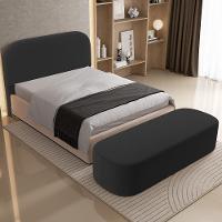 Cabeceira Cama Box Queen 160cm Lanna Com Puff Recamier Doha W01 Bouclê Preto - Lyam Decor - 9