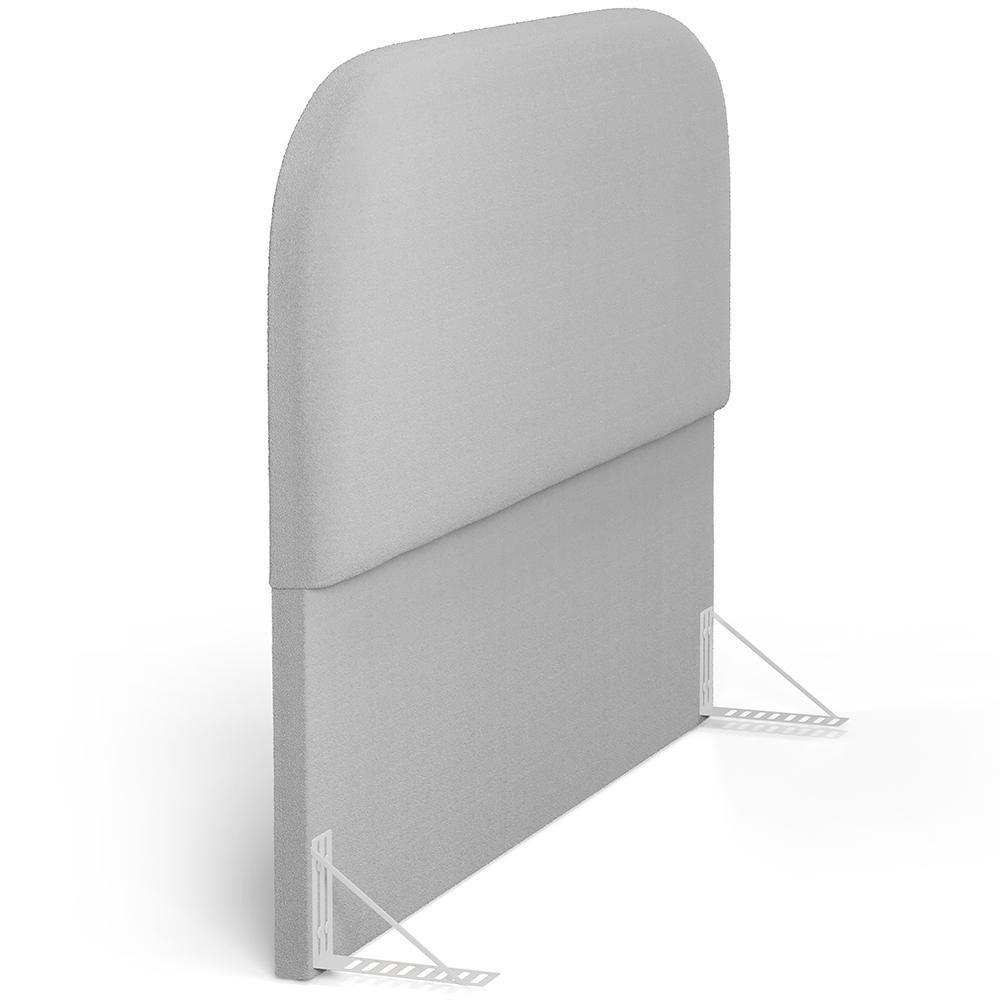 Cabeceira Cama Box King 195cm Lanna Com Puff Recamier Doha W01 Bouclê Cinza - Lyam Decor - 2