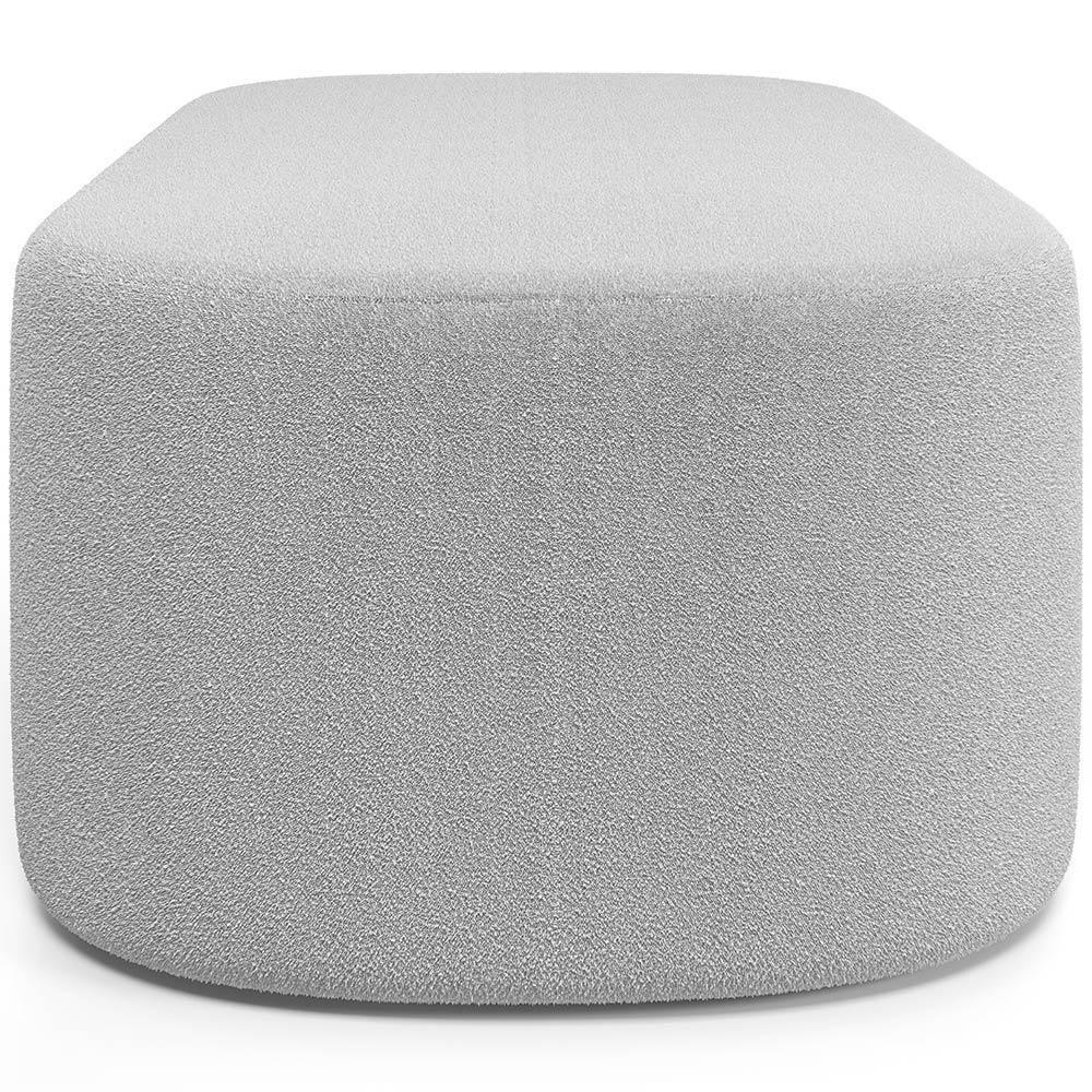 Cabeceira Cama Box King 195cm Lanna Com Puff Recamier Doha W01 Bouclê Cinza - Lyam Decor - 6