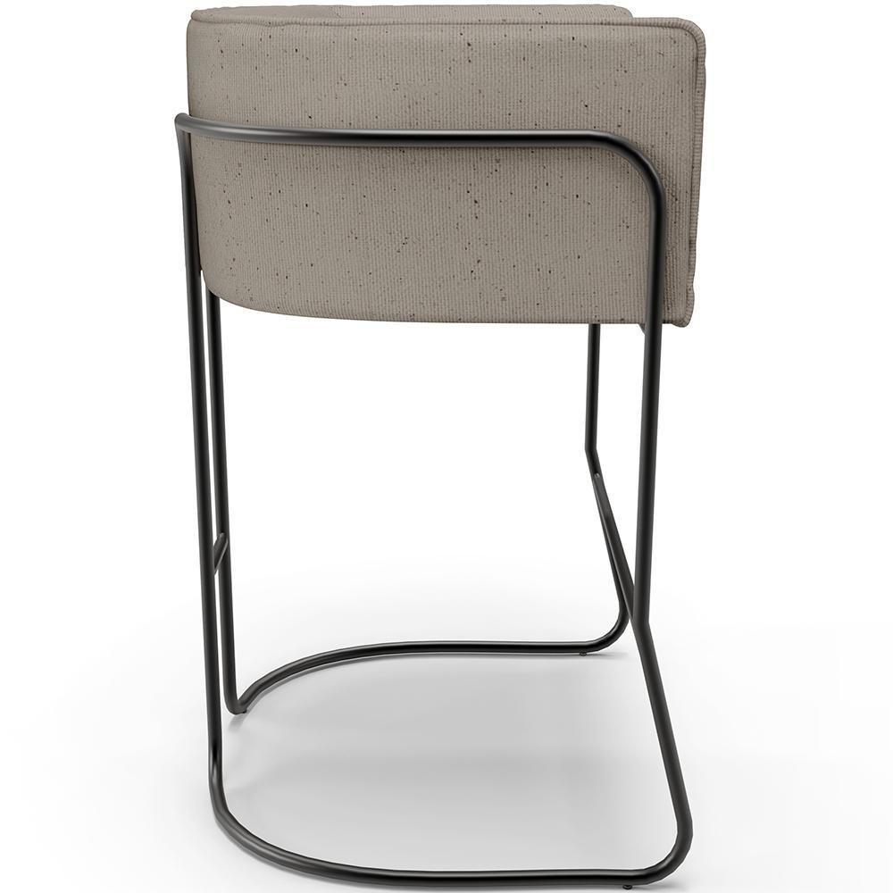 Kit 02 Banquetas Baixa Base De Aço Preto Betina D02 Linho Bege D-463 - Lyam Decor - 2