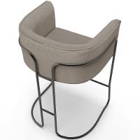 Kit 02 Banquetas Baixa Base De Aço Preto Betina D02 Linho Bege D-463 - Lyam Decor