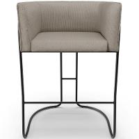 Kit 02 Banquetas Baixa Base De Aço Preto Betina D02 Linho Bege D-463 - Lyam Decor - 5