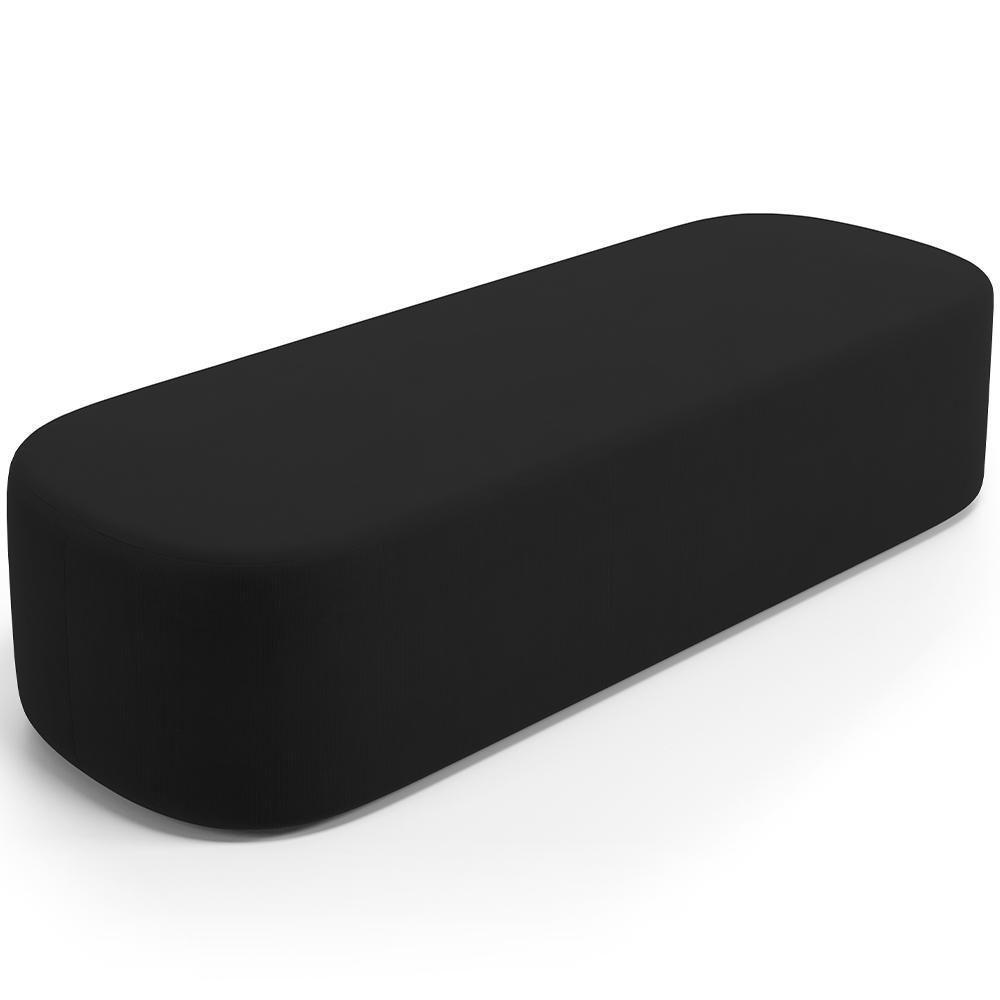 Cabeceira Cama Box King 195cm Lanna Com Puff Recamier Doha W01 Suede Preto - Lyam Decor - 6