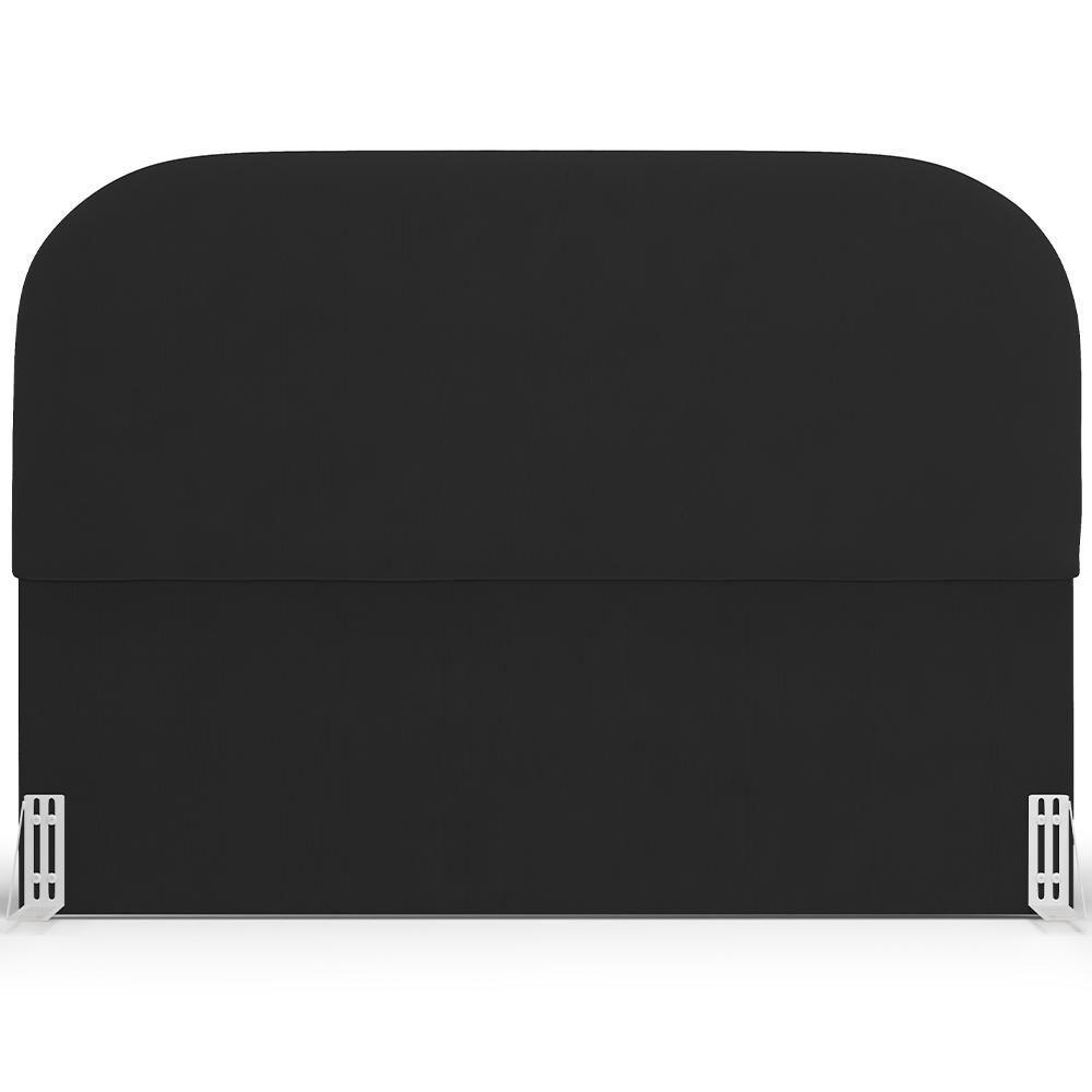Cabeceira Cama Box King 195cm Lanna Com Puff Recamier Doha W01 Suede Preto - Lyam Decor - 8