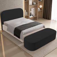 Cabeceira Cama Box King 195cm Lanna Com Puff Recamier Doha W01 Suede Preto - Lyam Decor - 9