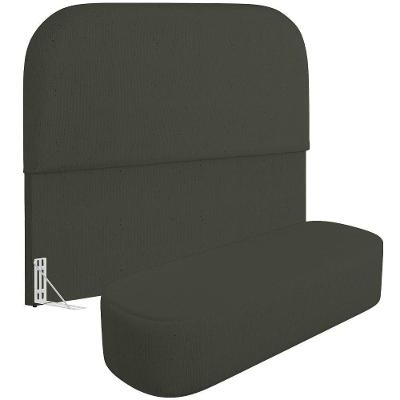 Cabeceira Cama Box Queen 160cm Lanna Com Puff Recamier Doha W01 Linho Verde Musgo - Lyam Decor