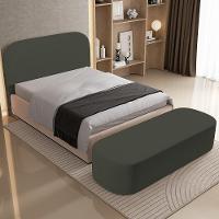 Cabeceira Cama Box Queen 160cm Lanna Com Puff Recamier Doha W01 Linho Verde Musgo - Lyam Decor - 9