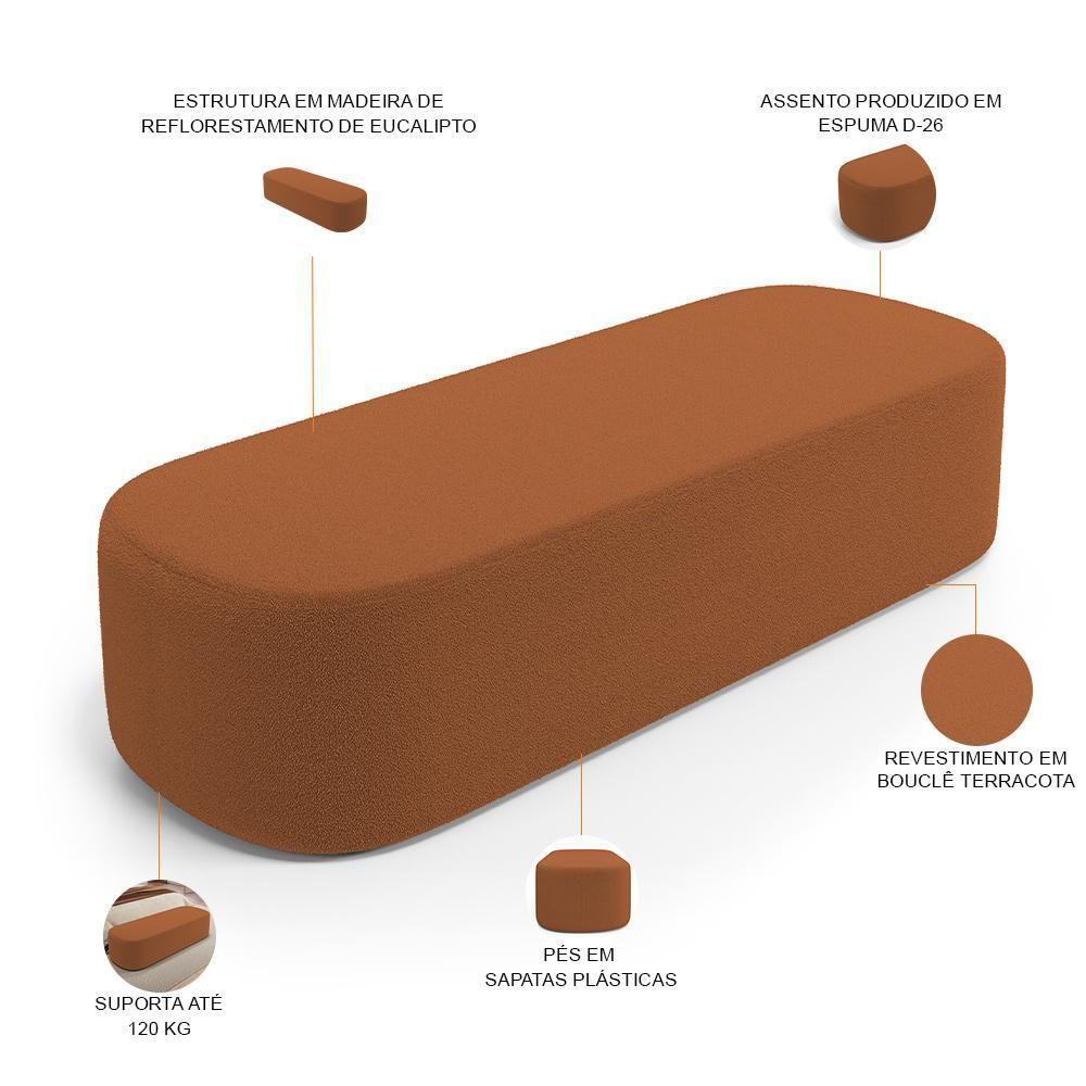 Cabeceira Cama Box Queen 160cm Lanna Com Puff Recamier Doha W01 Bouclê Terracota - Lyam Decor - 5