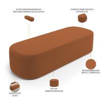 Cabeceira Cama Box Queen 160cm Lanna Com Puff Recamier Doha W01 Bouclê Terracota - Lyam Decor - 5