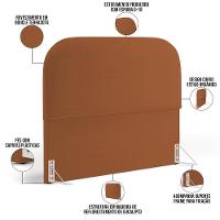 Cabeceira Cama Box Queen 160cm Lanna Com Puff Recamier Doha W01 Bouclê Terracota - Lyam Decor - 10