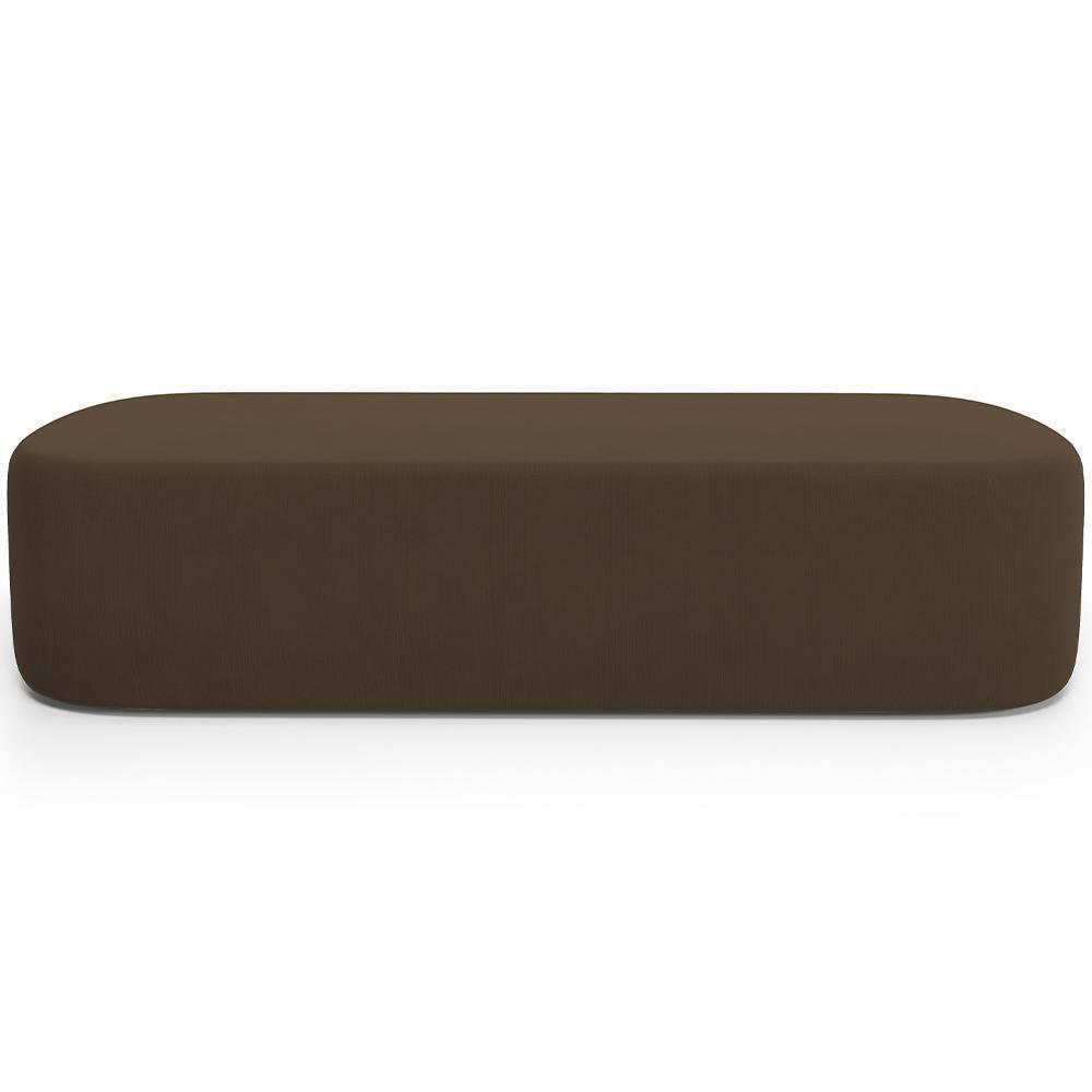 Cabeceira Cama Box Casal 140cm Lanna Com Puff Recamier Doha W01 Suede Marrom - Lyam Decor - 6