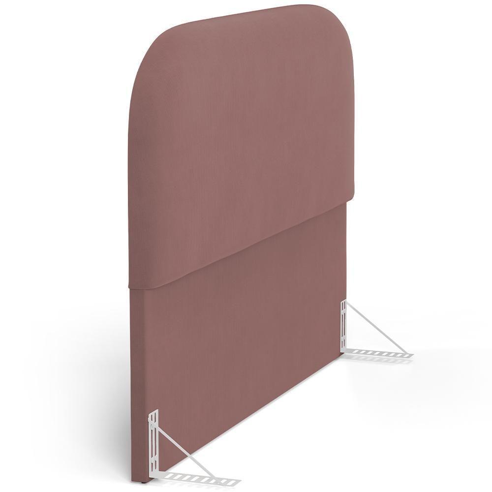 Cabeceira Cama Box Casal 140cm Lanna Com Puff Recamier Doha W01 Suede Rosê - Lyam Decor - 8