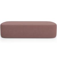 Cabeceira Cama Box Casal 140cm Lanna Com Puff Recamier Doha W01 Suede Rosê - Lyam Decor