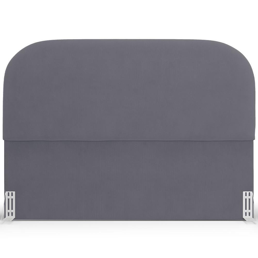 Cabeceira Cama Box King 195cm Lanna Com Puff Recamier Doha W01 Suede Cinza - Lyam Decor - 8