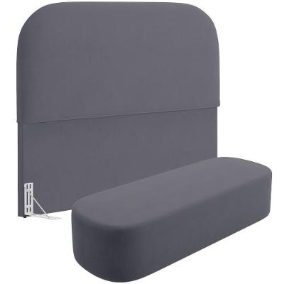 Cabeceira Lanna para Cama King 195cm Estofada em Madeira Maciça com Suede Cinza