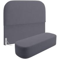 Cabeceira Cama Box King 195cm Lanna Com Puff Recamier Doha W01 Suede Cinza - Lyam Decor - 1
