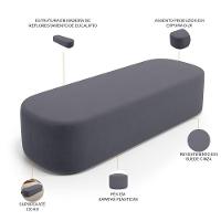 Cabeceira Cama Box King 195cm Lanna Com Puff Recamier Doha W01 Suede Cinza - Lyam Decor - 5