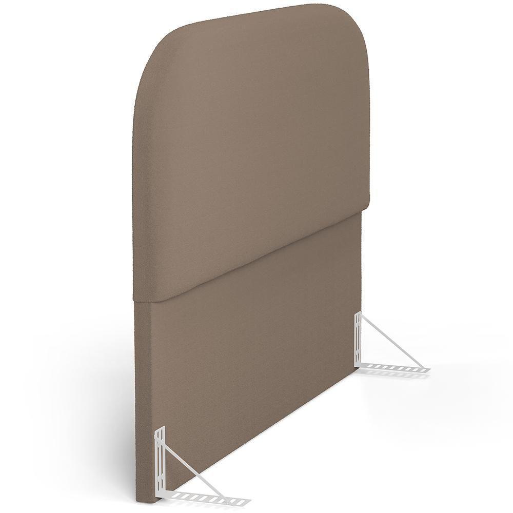 Cabeceira Cama Box Casal 140cm Lanna Com Puff Recamier Doha W01 Bouclê Bege - Lyam Decor - 2