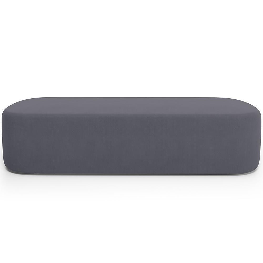 Cabeceira Cama Box Casal 140cm Lanna Com Puff Recamier Doha W01 Suede Cinza - Lyam Decor - 7