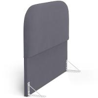 Cabeceira Cama Box Casal 140cm Lanna Com Puff Recamier Doha W01 Suede Cinza - Lyam Decor - 2