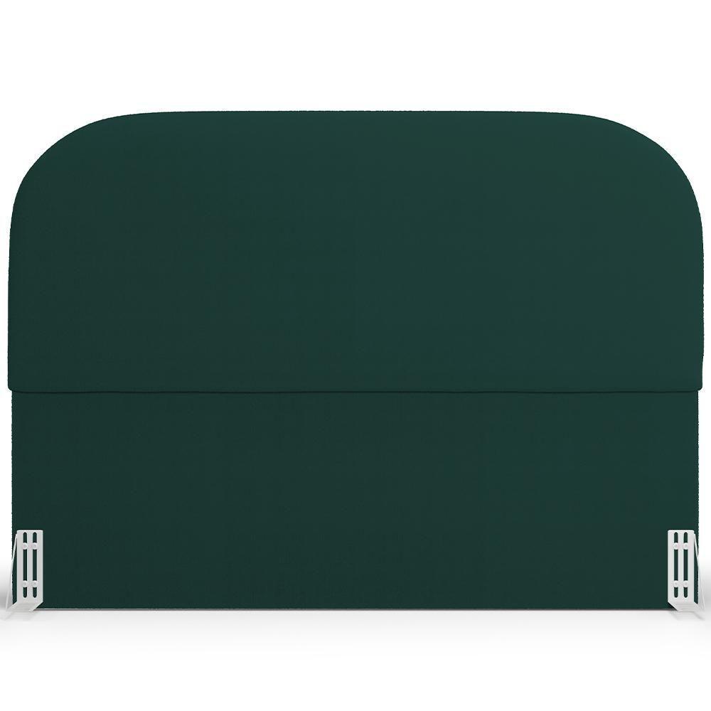 Cabeceira Cama Box Casal 140cm Lanna Com Puff Recamier Doha W01 Bouclê Verde - Lyam Decor - 8