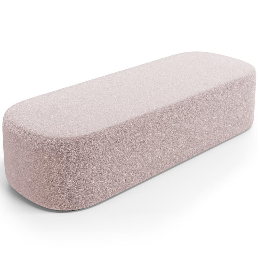 Cabeceira Cama Box Queen 160cm Lanna Com Puff Recamier Doha W01 Bouclê Rosê - Lyam Decor - 6