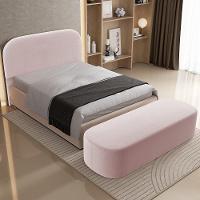 Cabeceira Cama Box Queen 160cm Lanna Com Puff Recamier Doha W01 Bouclê Rosê - Lyam Decor - 9