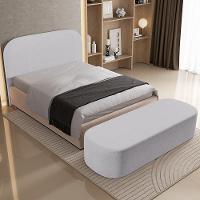 Cabeceira Cama Box Queen 160cm Lanna Com Puff Recamier Doha W01 Linho Cinza - Lyam Decor - 8