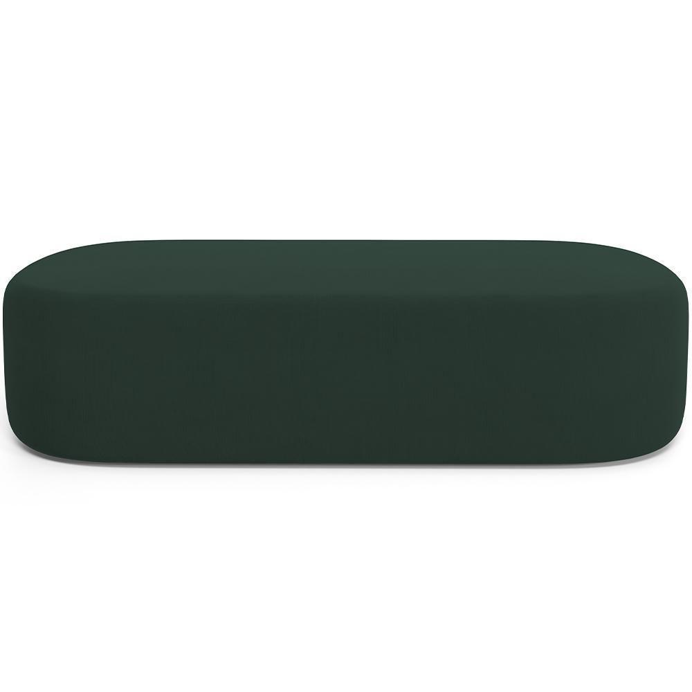 Cabeceira Cama Box Queen 160cm Lanna Com Puff Recamier Doha W01 Suede Verde Musgo - Lyam Decor - 4