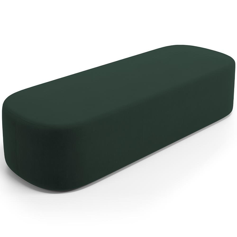 Cabeceira Cama Box Queen 160cm Lanna Com Puff Recamier Doha W01 Suede Verde Musgo - Lyam Decor - 7