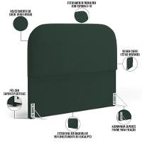 Cabeceira Cama Box Queen 160cm Lanna Com Puff Recamier Doha W01 Suede Verde Musgo - Lyam Decor - 3