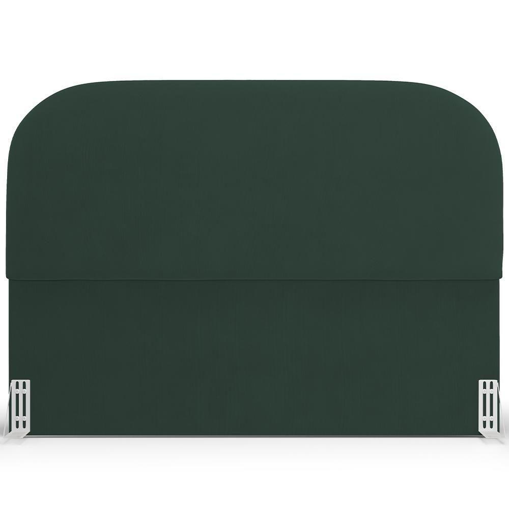 Cabeceira Cama Box Casal 140cm Lanna Com Puff Recamier Doha W01 Suede Verde Musgo - Lyam Decor - 8