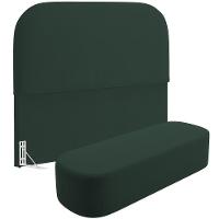 Cabeceira Cama Box Casal 140cm Lanna Com Puff Recamier Doha W01 Suede Verde Musgo - Lyam Decor - 1