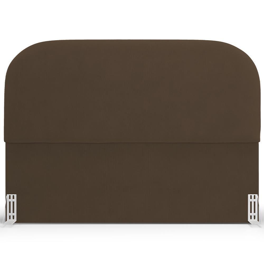 Cabeceira Cama Box Queen 160cm Lanna Com Puff Recamier Doha W01 Suede Marrom - Lyam Decor - 8