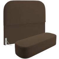 Cabeceira Cama Box Queen 160cm Lanna Com Puff Recamier Doha W01 Suede Marrom - Lyam Decor - 1